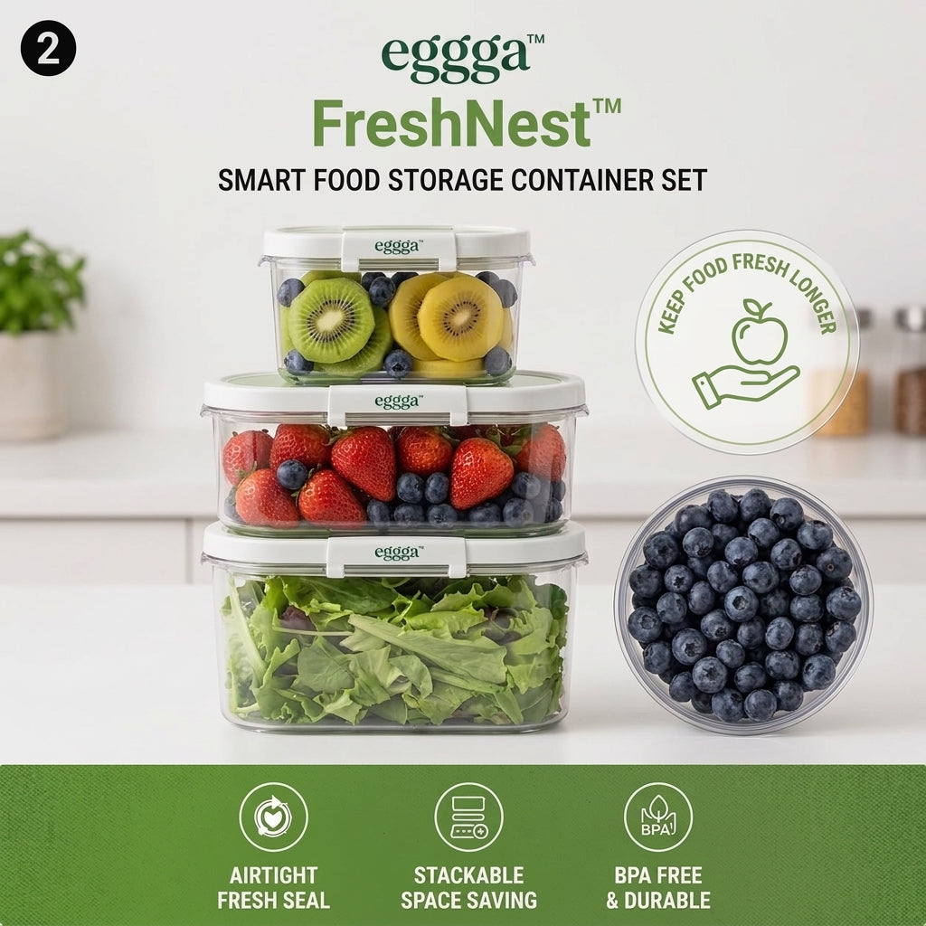 𝒆𝒈𝒈𝒈𝒂™ FreshNest™ Smart Food Storage Container Set