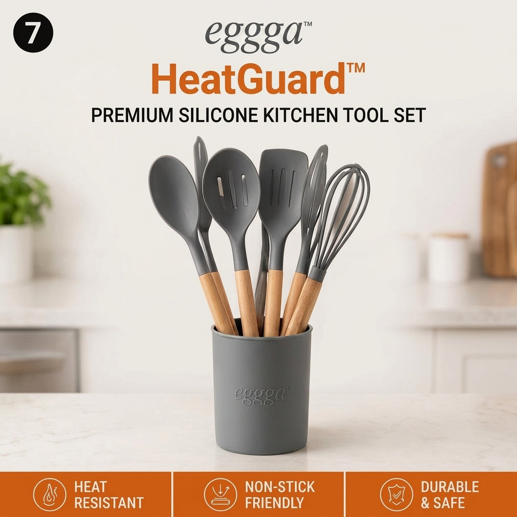 𝒆𝒈𝒈𝒈𝒂™ HeatGuard™ Premium Silicone Kitchen Tool Set