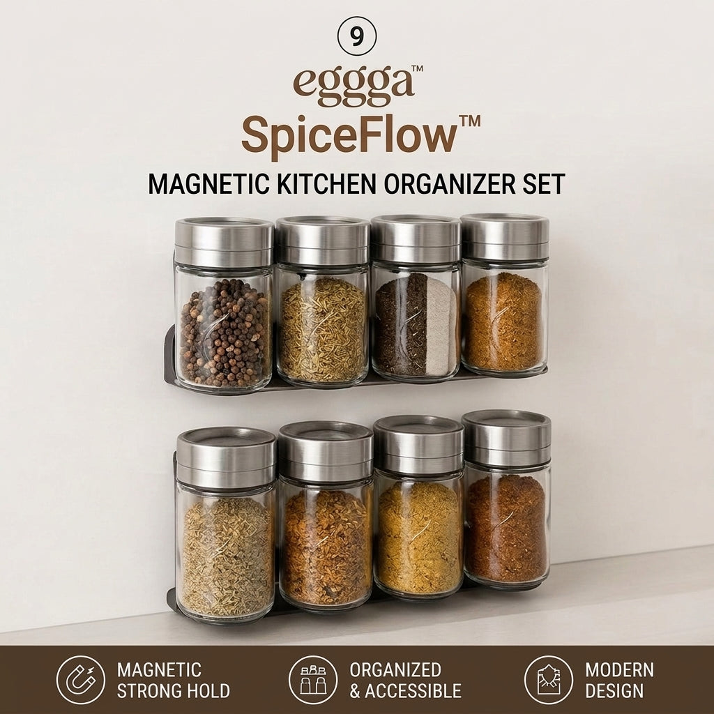𝒆𝒈𝒈𝒈𝒂™ SpiceFlow™ Magnetic Kitchen Organizer Set
